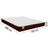 Cama Box Casal Colchão Molas Ensacadas Qatar 138x188x60cm Marrom/Branco Suporta Até 200kg Por Pessoa