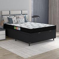 Cama Box Com Baú Casal Colchão Espuma 138X188X53Cm Polar Branco / Preto Preto