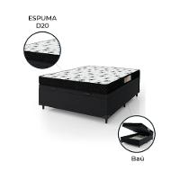 Cama Box Com Baú Casal Colchão Espuma 138X188X53Cm Polar Branco / Preto Preto - 5