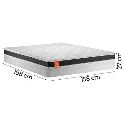 Cama Box Casal Queen Colchão Molas Ensacadas 158x198x65cm Preto/Cinza Suporta Até 130kg Por Pessoa