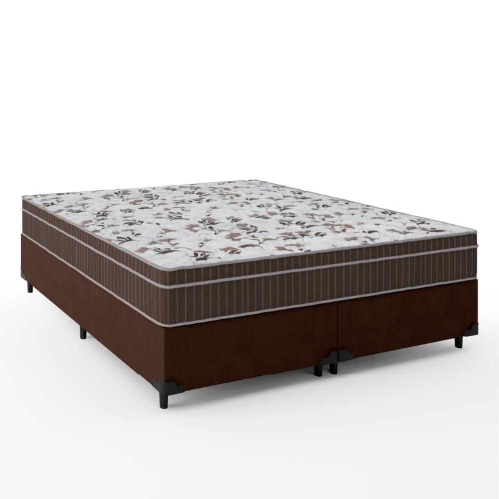 Cama Box Casal Queen Colchão Espuma Orthoface Polar 158X198X63Cm Marrom - Suporta Até 120Kg Marrom - 1