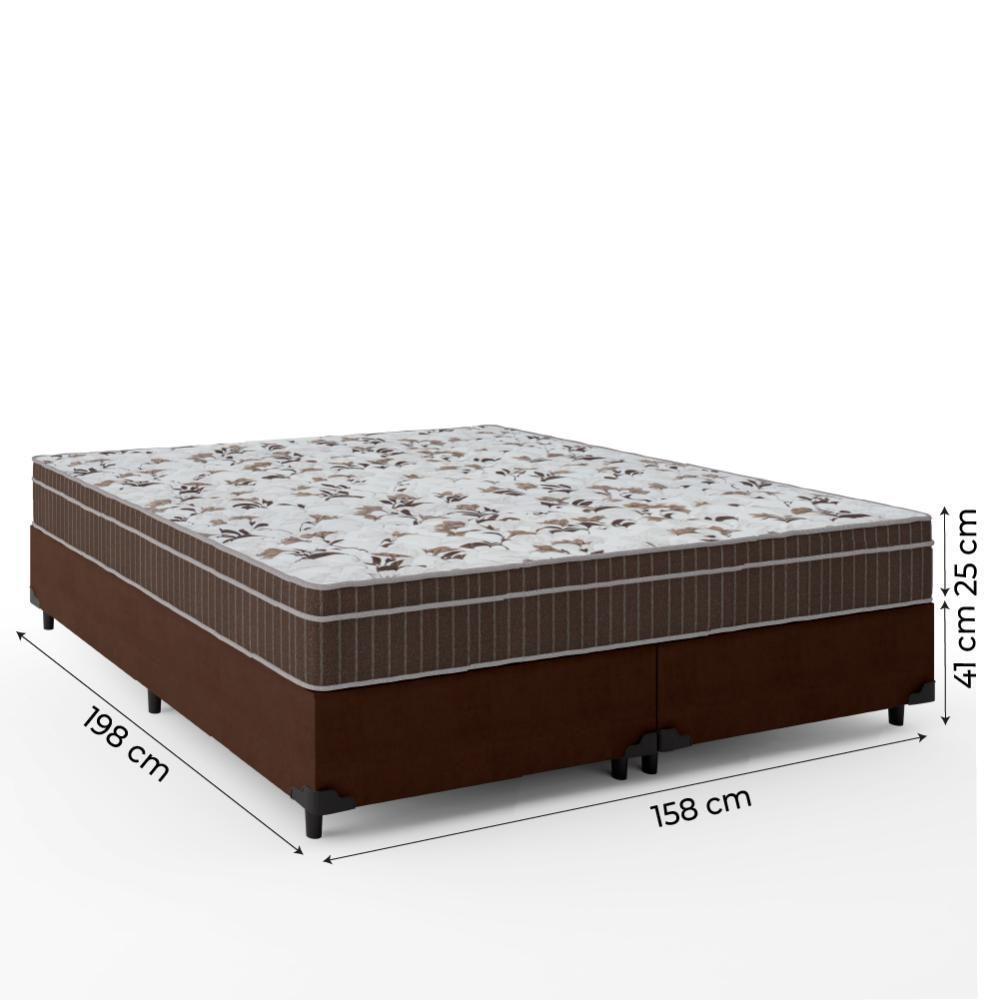 Cama Box Casal Queen Colchão Espuma Orthoface Polar 158X198X63Cm Marrom - Suporta Até 120Kg Marrom - 3