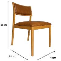 Cadeira Siena Madeira Maciça Com Estofado Em Tecido 2 Peças - Élpis Móveis Couro Ecológico Caramelo Nogueira - 2