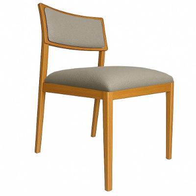 Cadeira Siena Madeira Maciça Com Estofado Em Tecido 2 Peças - Élpis Móveis Couro Ecológico Bege Nogueira