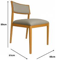 Cadeira Siena Madeira Maciça Com Estofado Em Tecido 2 Peças - Élpis Móveis Couro Ecológico Bege Nogueira - 2