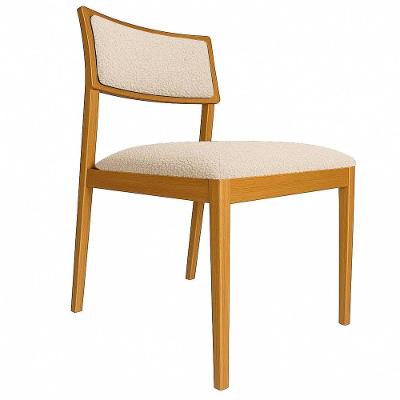 Cadeira Siena Madeira Maciça Com Estofado Em Tecido 2 Peças - Élpis Móveis Bouclê Natural Nogueira