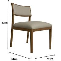 Cadeira Siena Madeira Maciça Com Estofado Em Tecido 2 Peças - Élpis Móveis Couro Ecológico Bege Imbuia - 2