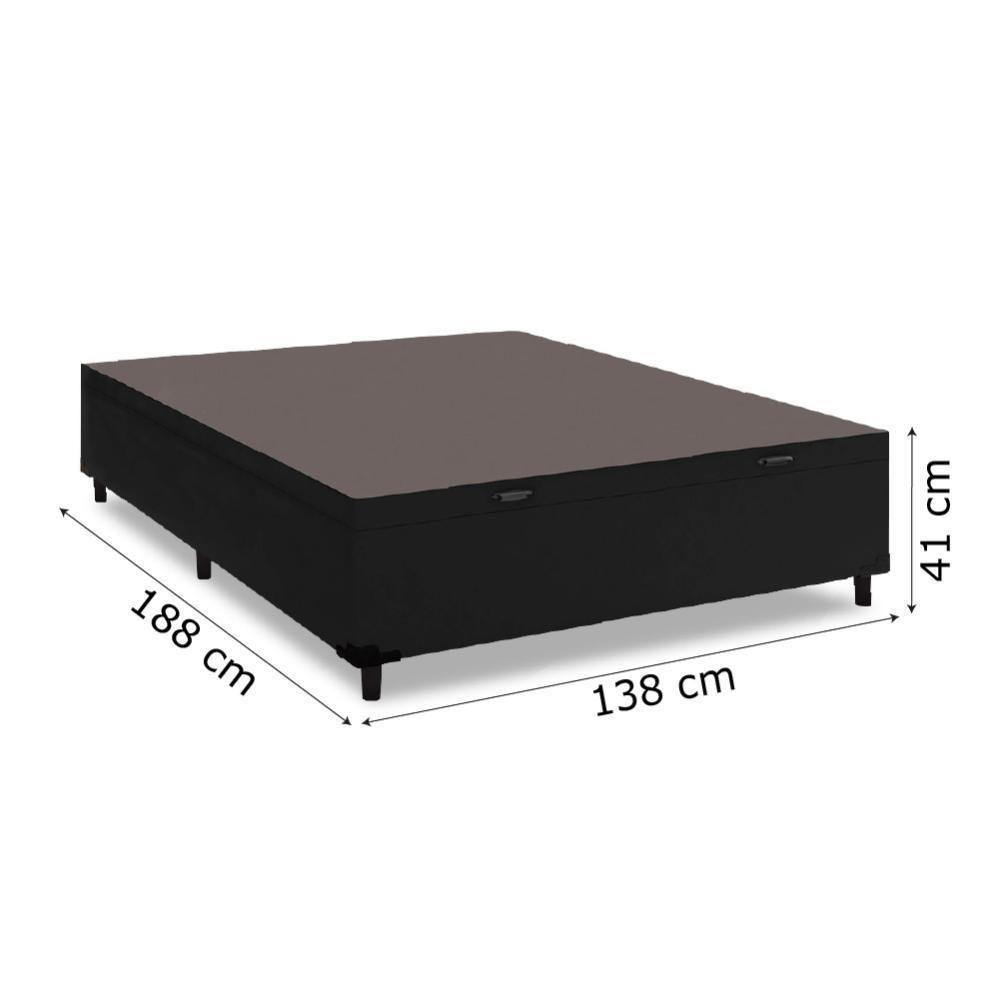 Cama Box Com Baú Casal 1,38 Com 41cm De Altura Prince Preto Preto - 2