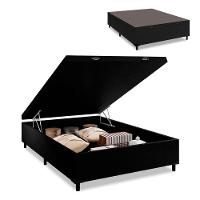 Cama Box Com Baú Casal 1,38 Com 41cm De Altura Prince Preto Preto - 1