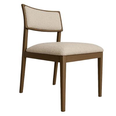 Cadeira Siena Madeira Maciça Com Estofado Em Tecido 2 Peças - Élpis Móveis Boucle Bege Imbuia