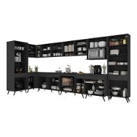 Armário De Cozinha Modulada Completa Canto 409cm Com Balcão Veneza Multimóveis Mp2303 Preto - 5