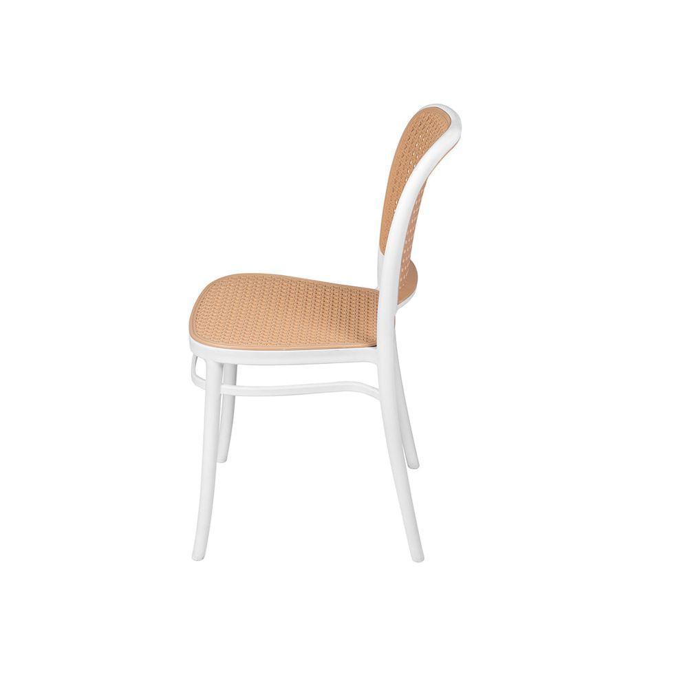 Cadeira Amis Em Polipropileno Branca Simulando Palha No Assento E Encosto Or Design - 3