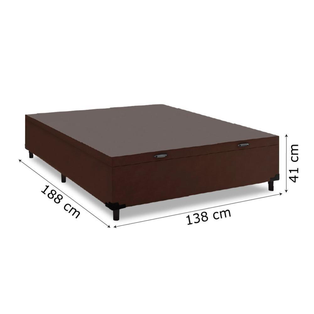 Cama Box Com Baú Casal 1,38m Com 41cm De Altura Prince Suede Marrom Marrom - 3