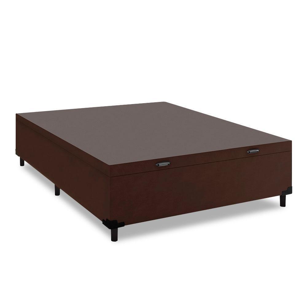 Cama Box Com Baú Casal 1,38m Com 41cm De Altura Prince Suede Marrom Marrom - 4