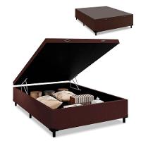 Cama Box Com Baú Casal 1,38m Com 41cm De Altura Prince Suede Marrom Marrom - 1