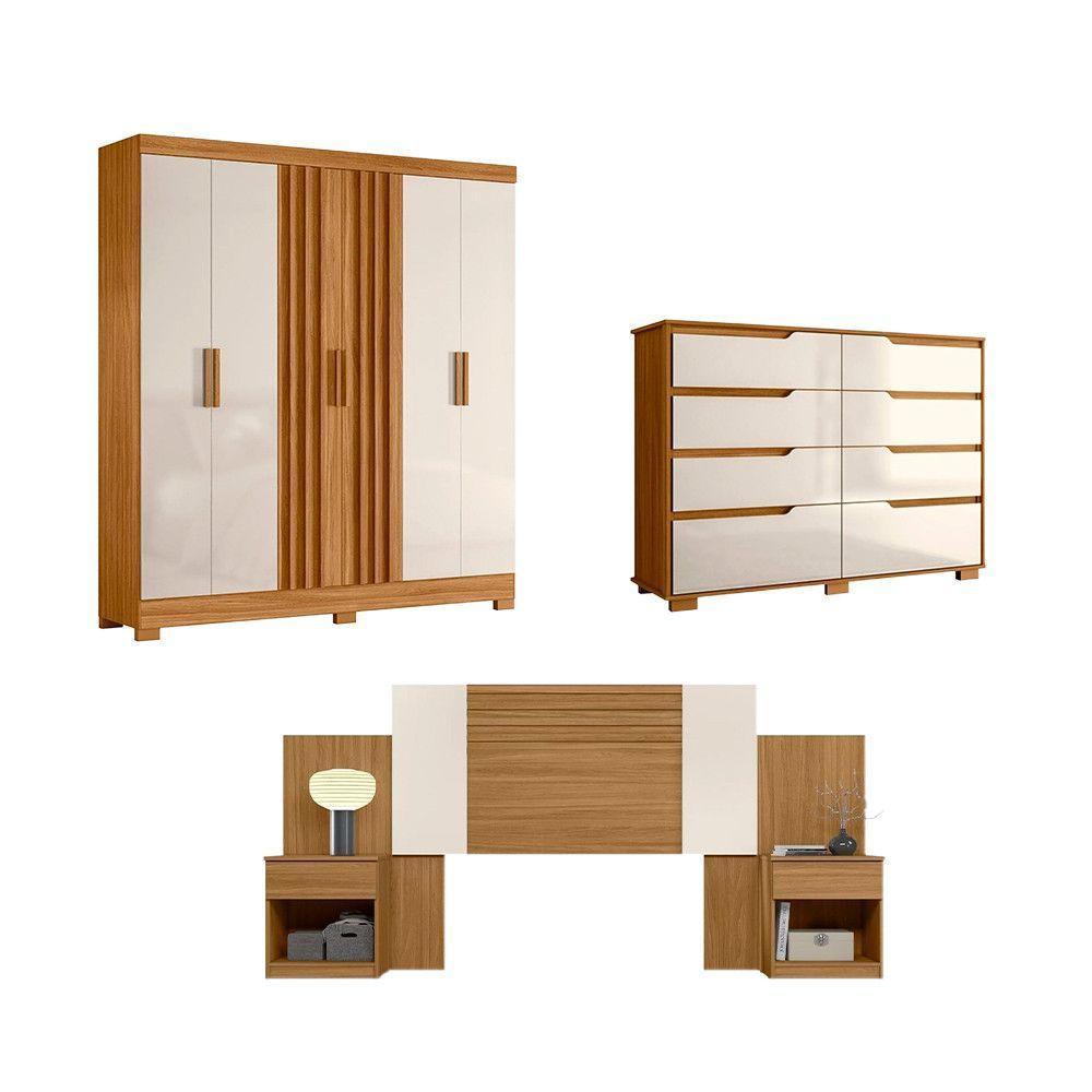 Conjunto Guarda-roupa 3 Peças 6 Portas 12 Gavetas Moval - 1