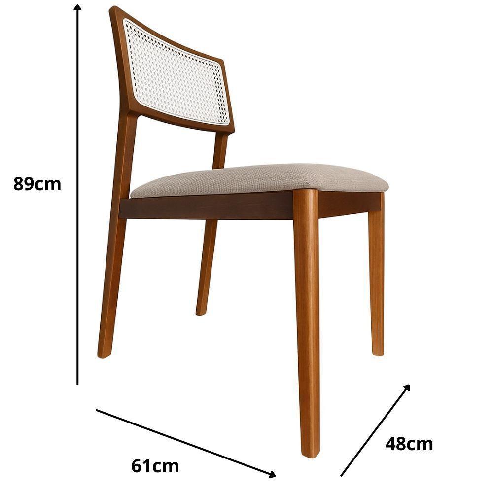 Cadeira élise Madeira Maciça Linho Ou Boucle 2 Peças - Élpis Móveis Linho Papiro Nogueira - 4