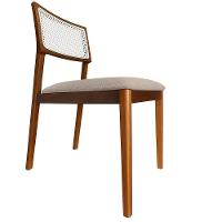 Cadeira élise Madeira Maciça Linho Ou Boucle 2 Peças - Élpis Móveis Linho Papiro Nogueira - 1