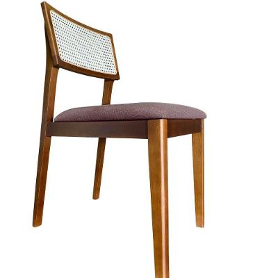 Cadeira élise Madeira Maciça Linho Ou Boucle 2 Peças - Élpis Móveis Linho Chocolate Nogueira