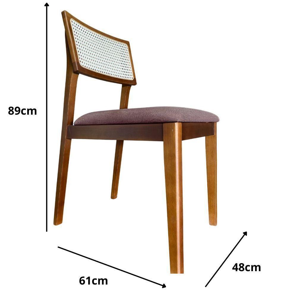 Cadeira élise Madeira Maciça Linho Ou Boucle 2 Peças - Élpis Móveis Linho Chocolate Imbuia - 2