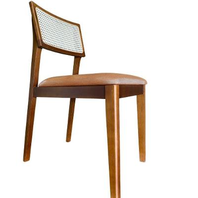 Cadeira élise Madeira Maciça Linho Ou Boucle 2 Peças - Élpis Móveis Couro Ecológico Caramelo Imbuia