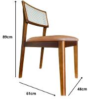 Cadeira élise Madeira Maciça Linho Ou Boucle 2 Peças - Élpis Móveis Couro Ecológico Caramelo Nogueira - 2