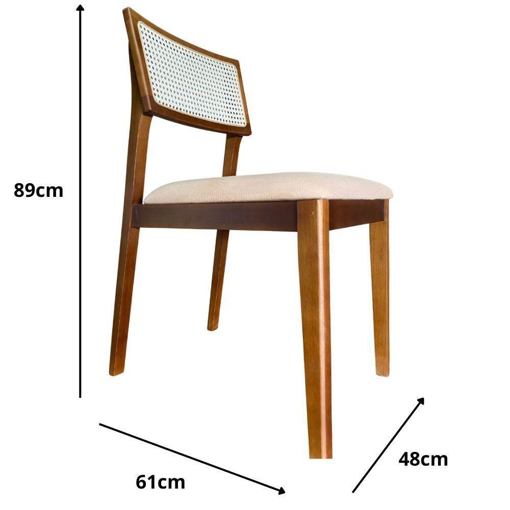 Cadeira élise Madeira Maciça Linho Ou Boucle 2 Peças - Élpis Móveis Linho Bege Imbuia - 2