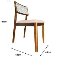 Cadeira élise Madeira Maciça Linho Ou Boucle 2 Peças - Élpis Móveis Linho Bege Imbuia - 2