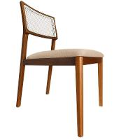 Cadeira élise Madeira Maciça Linho Ou Boucle 2 Peças - Élpis Móveis Boucle Bege Nogueira - 1