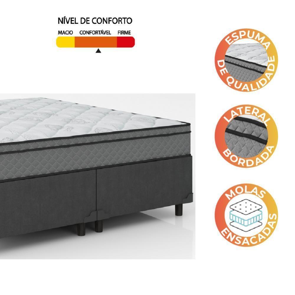 Cama Box Casal Queen Colchão Molas Ensacadas 158x198x62cm Cinza/branco Umaflex - Suporta 120kg - 3