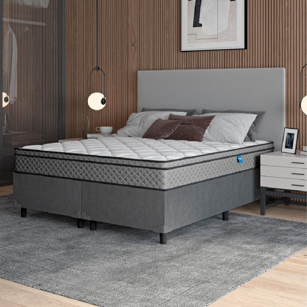 Cama Box Casal Queen Colchão Molas Ensacadas 158x198x62cm Cinza/branco Umaflex - Suporta 120kg - 8