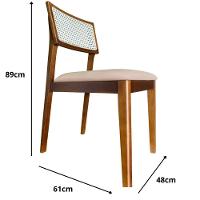 Cadeira élise Madeira Maciça Linho Ou Boucle 2 Peças - Élpis Móveis Couro Ecológico Bege Imbuia - 2