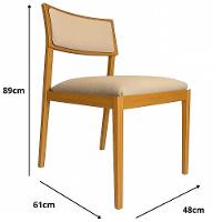 Cadeira Siena Madeira Maciça Com Estofado Em Tecido 2 Peças - Élpis Móveis Linho Papiro Nogueira - 2