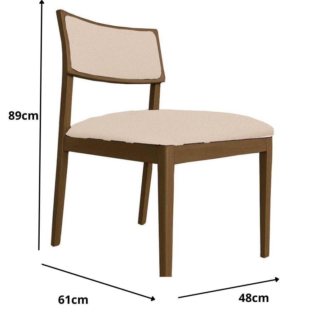 Cadeira Siena Madeira Maciça Com Estofado Em Tecido 2 Peças - Élpis Móveis Linho Bege Imbuia - 2