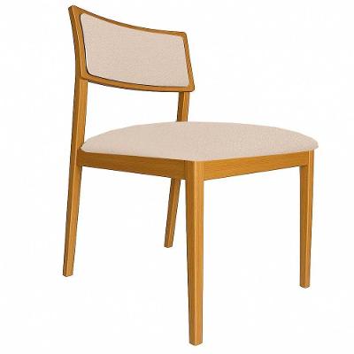 Cadeira Siena Madeira Maciça Com Estofado Em Tecido 2 Peças - Élpis Móveis Linho Bege Nogueira