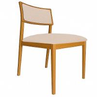 Cadeira Siena Madeira Maciça Com Estofado Em Tecido 2 Peças - Élpis Móveis Linho Bege Nogueira - 1