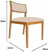 Cadeira Siena Madeira Maciça Com Estofado Em Tecido 2 Peças - Élpis Móveis Linho Bege Nogueira - 2