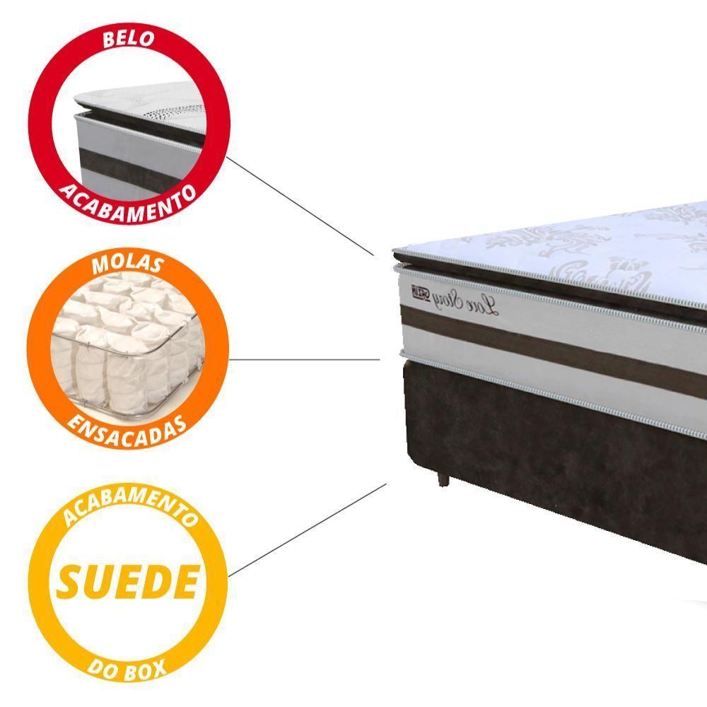 Cama Box Casal Queen 1,58m Colchão Molas Ensacadas 30cm Love Story 158x198x68cm Branco/marrom - 5