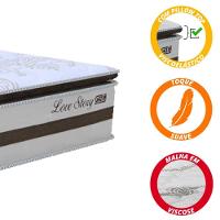 Cama Box Casal Queen 1,58m Colchão Molas Ensacadas 30cm Love Story 158x198x68cm Branco/marrom