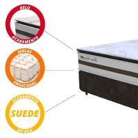 Cama Box Casal Queen 1,58m Colchão Molas Ensacadas 30cm Love Story 158x198x68cm Branco/marrom - 5