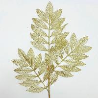 Plantas Folhas Decoração Natal Gliter Dourado 75cm Kit 4pçs - 2