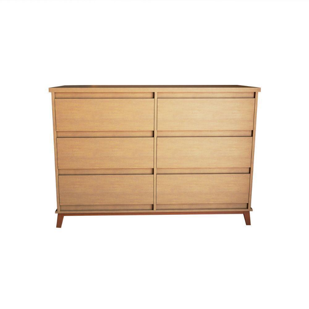 Cômoda Para Quarto Londres Com 6 Gavetas - Amêndoa - 2