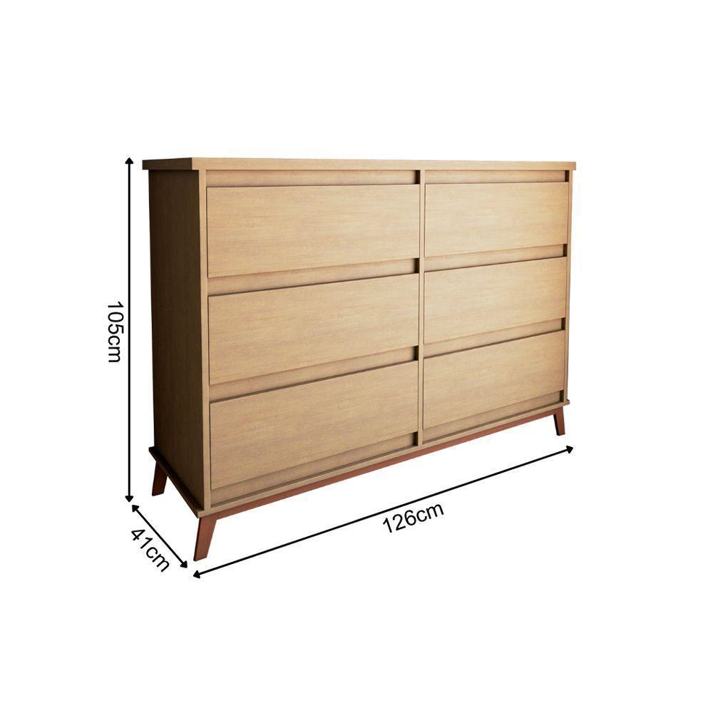 Cômoda Para Quarto Londres 6 Gavetas - Amêndoa - 4