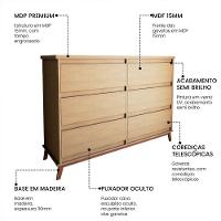 Cômoda Para Quarto Londres 6 Gavetas - Amêndoa - 3