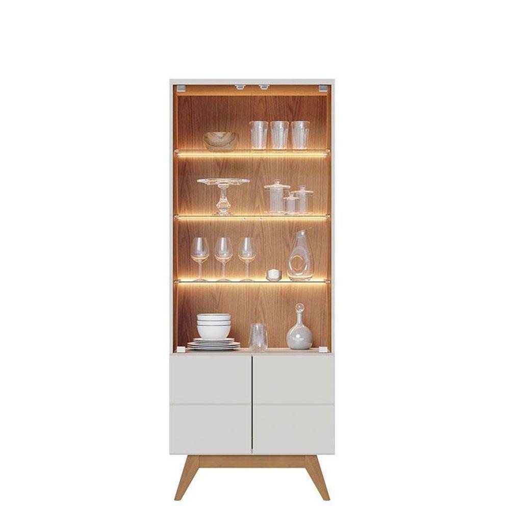Cristaleira Noronha Off White Matte Freijó Com Aparador Para Sala Buffet Vitória Freijó Off White – Colibri - 8
