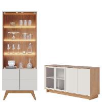Cristaleira Noronha Off White Matte Freijó Com Aparador Para Sala Buffet Vitória Freijó Off White – Colibri - 1