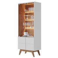 Cristaleira Noronha Off White Matte Freijó Com Aparador Para Sala Buffet Vitória Freijó Off White – Colibri - 2