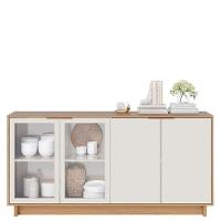 Cristaleira Noronha Off White Matte Freijó Com Aparador Para Sala Buffet Vitória Freijó Off White – Colibri - 5