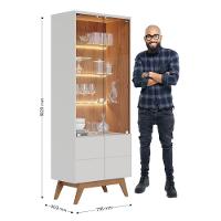 Cristaleira Noronha Off White Matte Freijó Com Aparador Para Sala Buffet Vitória Freijó Off White – Colibri - 10