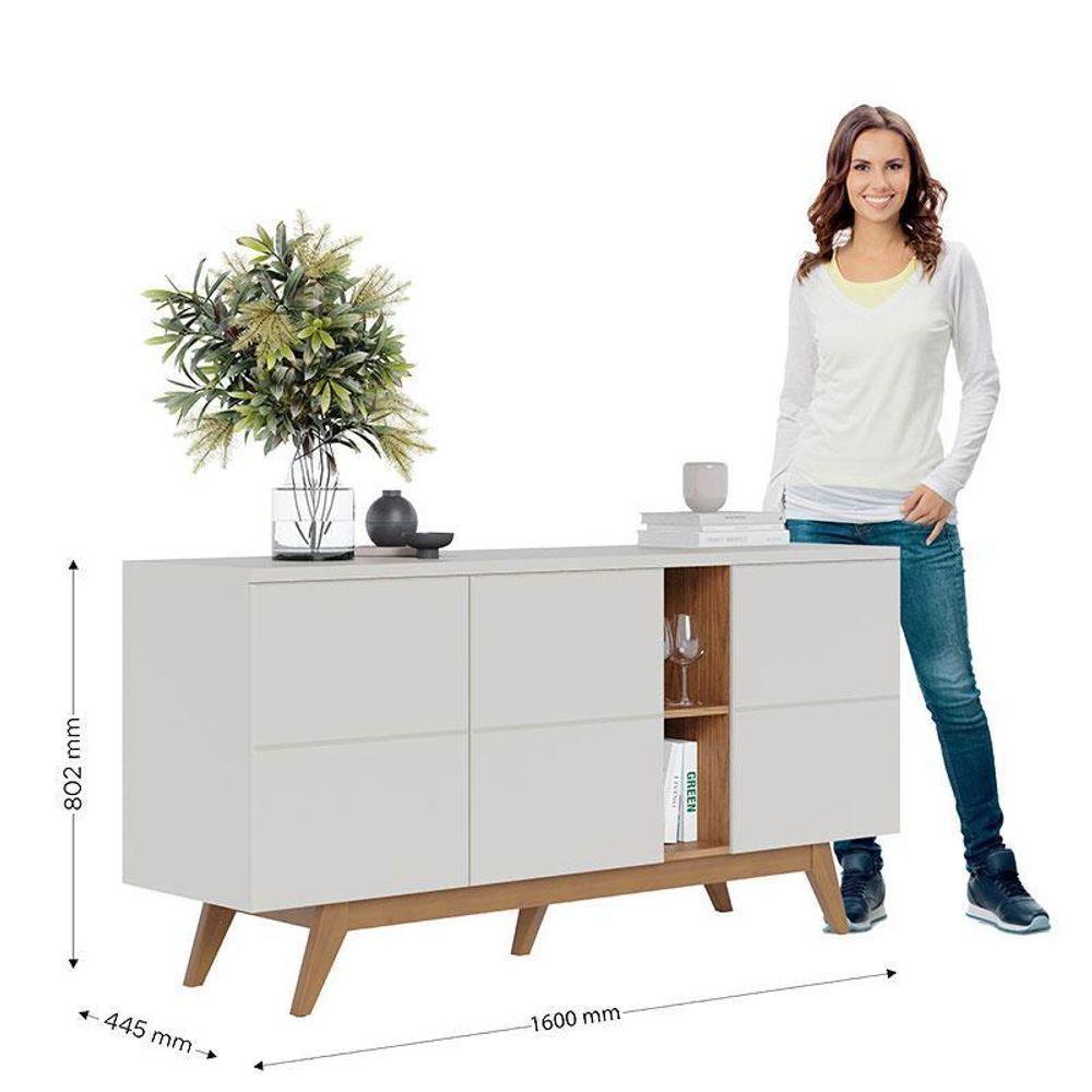 Cristaleira Guanabara Off White Freijó Com Aparador Buffet Noronha Off White Matte Freijó - Colibri - 7